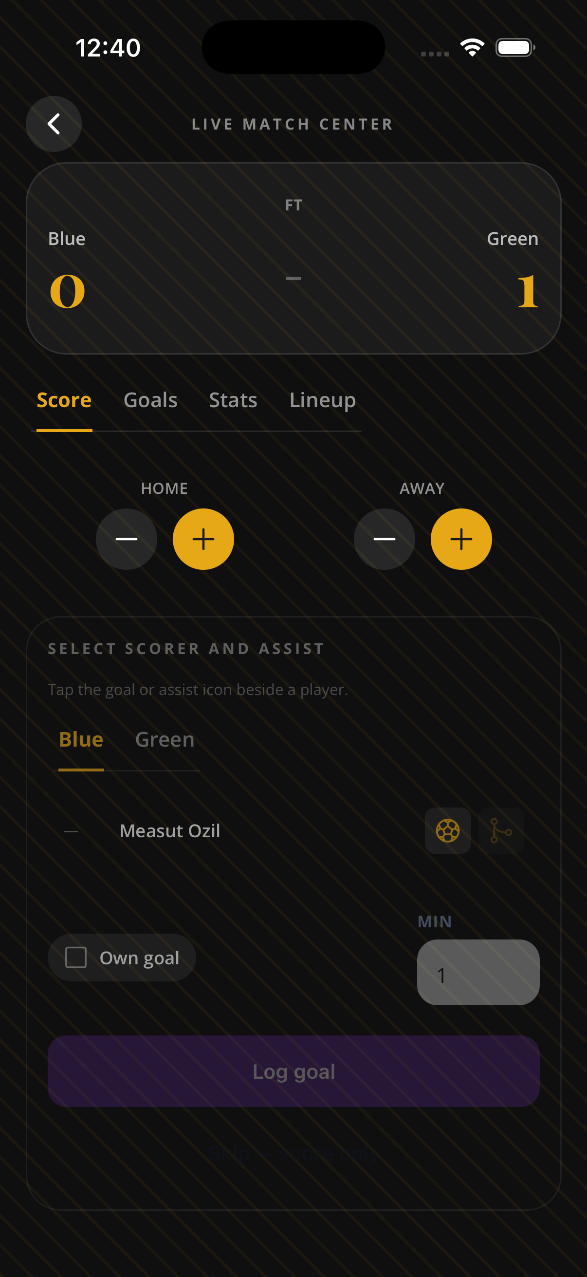 SportyKore live match center