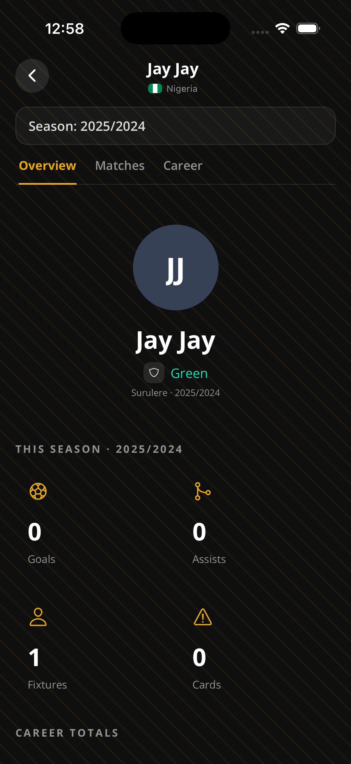 SportyKore player profile